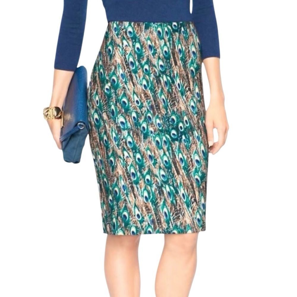 Talbots Stretch Pencil Skirt Peacock 12P NWT